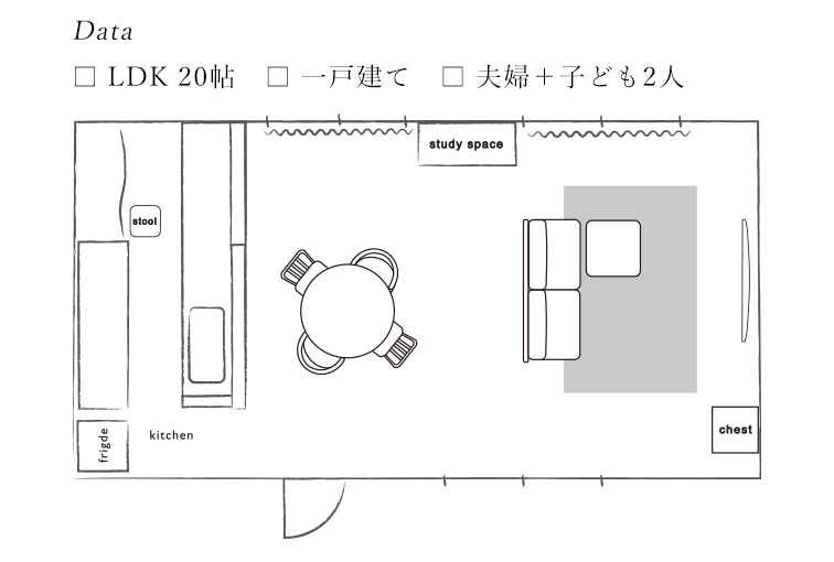 LDK20畳の間取り図